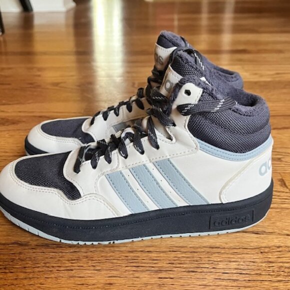 ADIDAS: YOUTH UNISEX 'HOOPS MID 3.0' BASKETBALL SNEAKER HI-TOP GYMS-SIZE 2.5Y